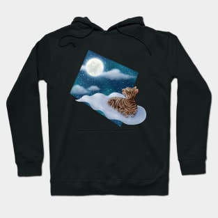 Staring at the moon. (cat sitting on the cloud.) Hoodie